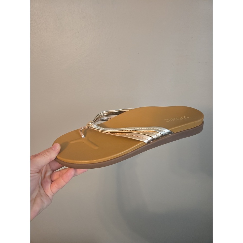 Vionic Catalina Mixed Metallic Silver & Rose Gold Thong Style Sandals Size 10